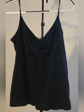 Black Spaghetti-Strap V-Neck Tank Top